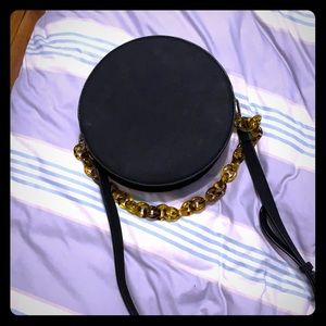 Black circle purse with two strap options